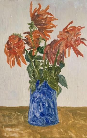 “Orange Dahlias” Oil on canv